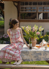 Lazy Afternoon Check Dress | Ruffled Gingham Cotton Sleeveless Dress(2COLOR)