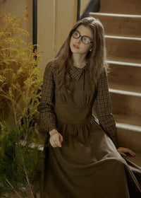 Olive Library Layered Check Dress