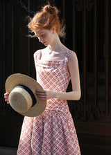 Cherry Grid Sundress | Red Check Sleeveless Vintage Dress