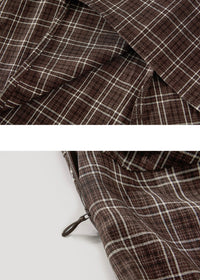 Vintage Plaid Asymmetrical Handkerchief Midi Skirt with Belt