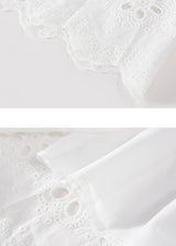 White Eyelet Embroidered Cotton Midi Skirt
