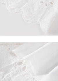 White Eyelet Embroidered Cotton Midi Skirt