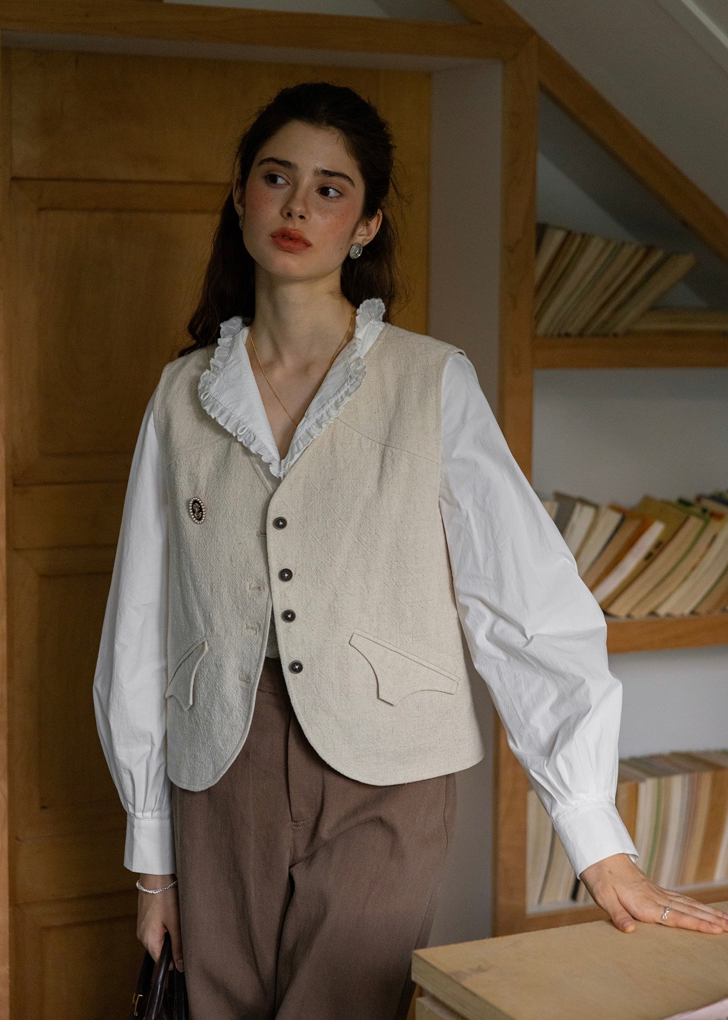 Classic Vintage Layered Vest(2COLOR)