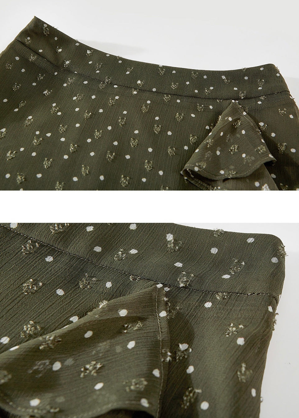Olive Floral Ruffle Mesh A-LIne Mini Skirt