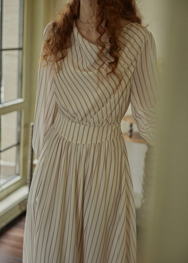 Echoes of Time Classic Stripe Long Sleeve Dress