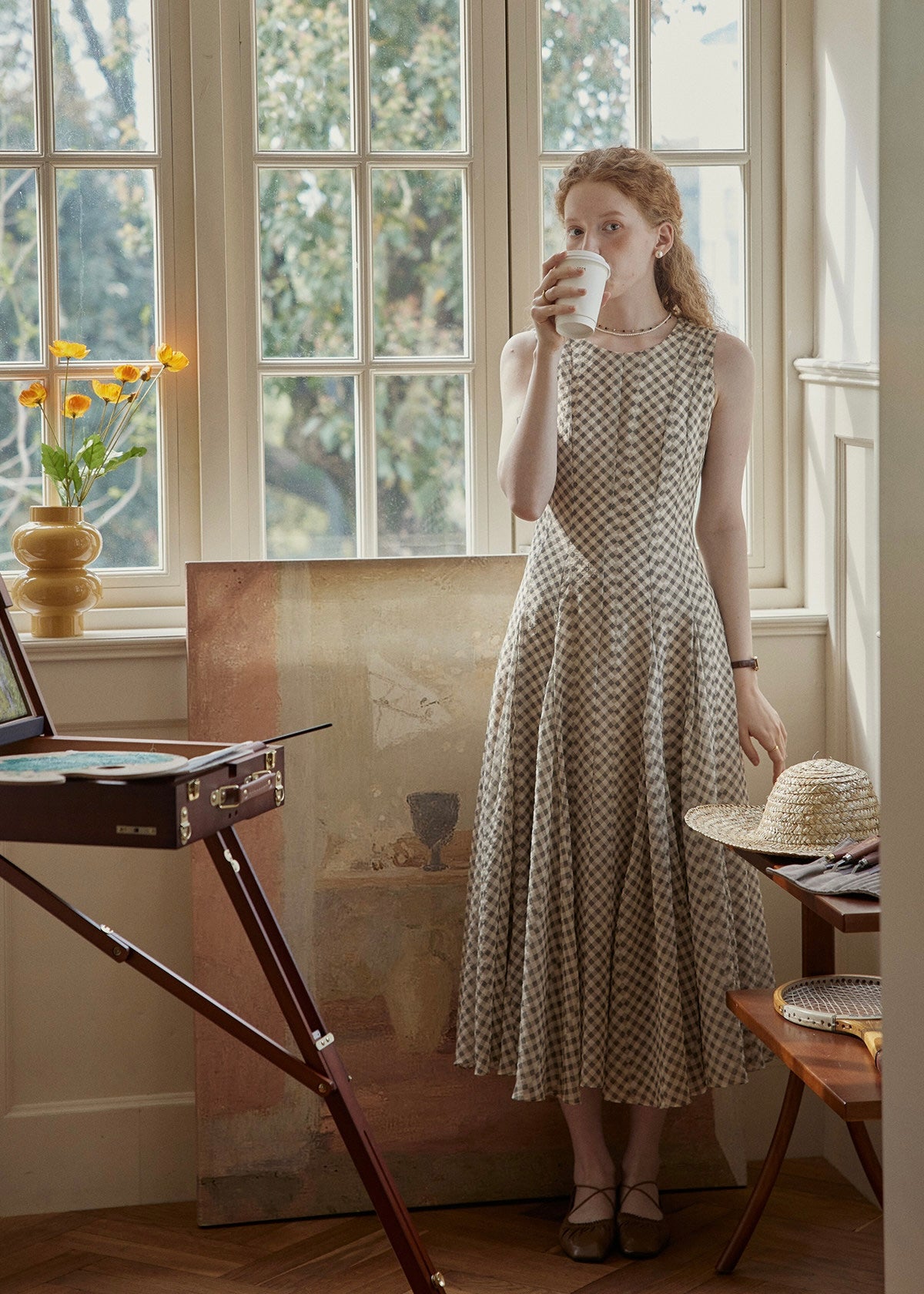 Countryside Gingham Seersucker Sleeveless Ballet Dress
