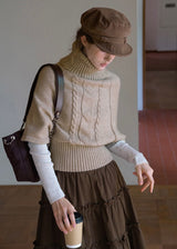 Old Memory Vintage Cable Wool Turtleneck Sweater