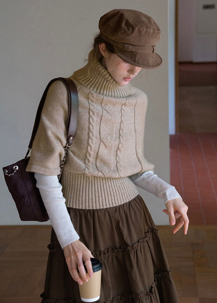 Old Memory Vintage Cable Wool Turtleneck Sweater