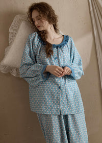 Retro Geometric Cotton Long Sleeve Women's Pajama Set(2COLOR)