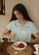 Seabreeze Starfish Embroidered Vintage Cotton Summer Blouse