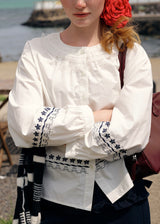 The Sunday Letter Embroidered Vintage Cotton Blouse