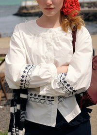 The Sunday Letter Embroidered Vintage Cotton Blouse