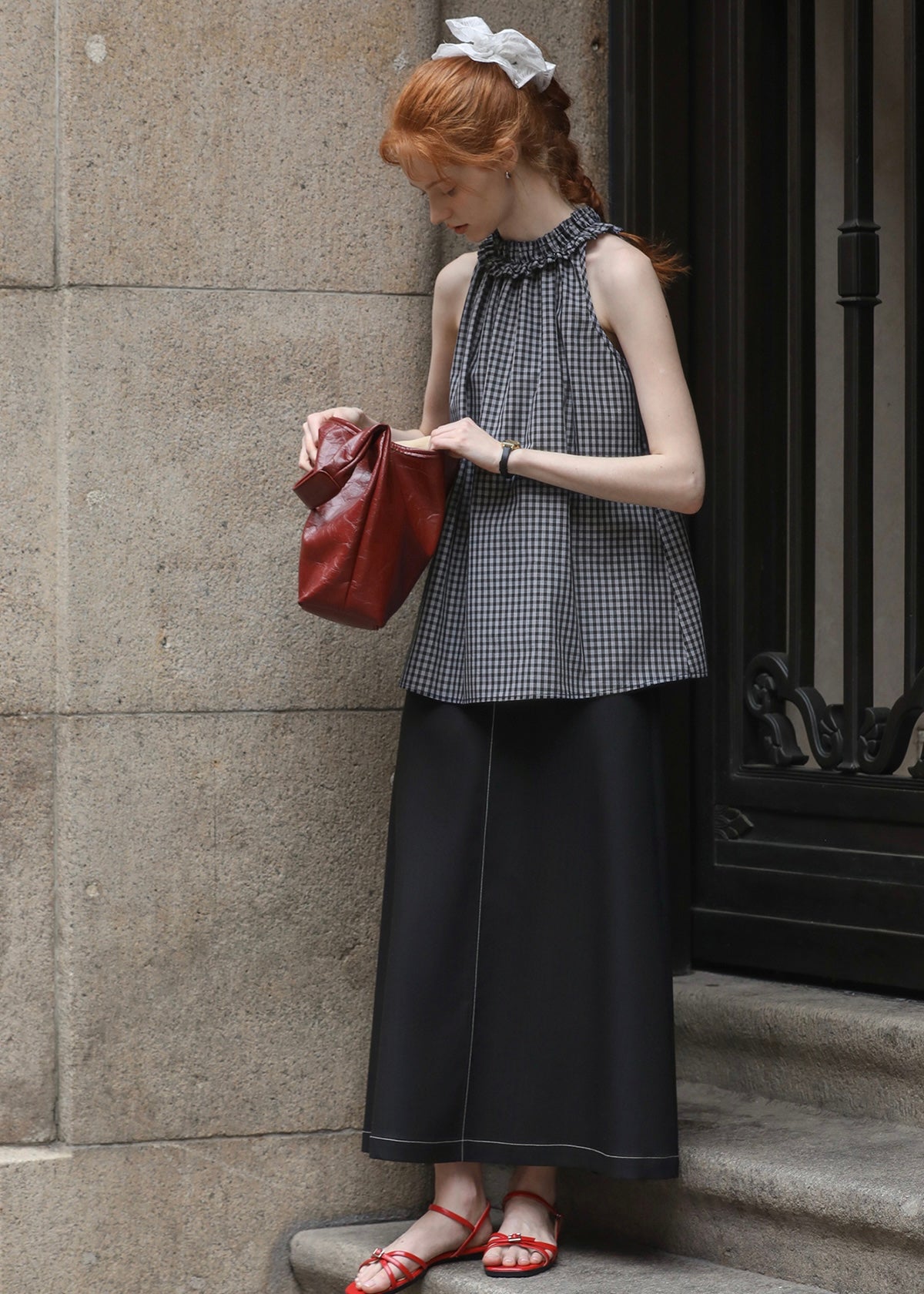 Clair de Lune Check Blouse | Romantic Gingham Summer Top