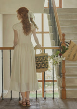Sunday Light Embroidered Dress | Ivory Vintage Cotton Maxi Dress
