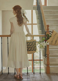 Sunday Light Embroidered Dress | Ivory Vintage Cotton Maxi Dress