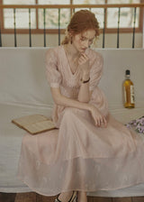 Blush Verse Soft Pink Embroidered Vintage Dress