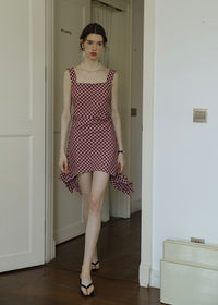 Ruby Picnic Check Dress | Vintage Asymmetrical Gingham Sleeveless Dress