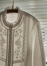 Lace Embroidered French Vintage White Blouse