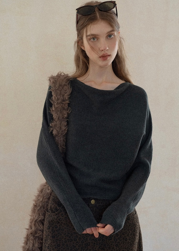 Soft Rhythm Boat-Neck Knit Top