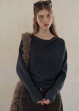 Soft Rhythm Boat-Neck Knit Top