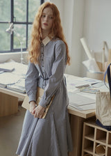 Colette Blue Stripe Belted Shirt Dress