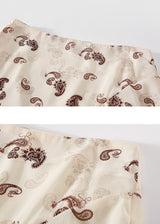 Velour Paisley Asymmetrical Midi Skirt(2COLOR)