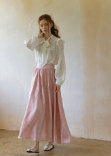 Romantic Vintage Bow Tie White Puff Sleeve Blouse