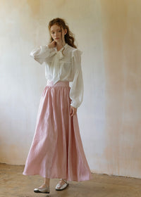 Romantic Vintage Bow Tie White Puff Sleeve Blouse