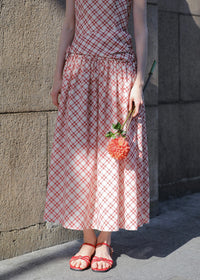 Cherry Grid Sundress | Red Check Sleeveless Vintage Dress
