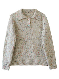 Speckled Cream Gray Vintage Cozy Pullover Sweater