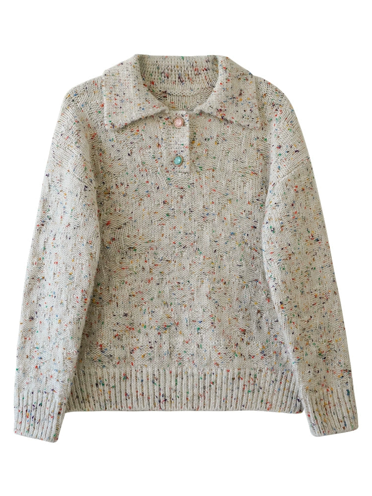 Speckled Cream Gray Vintage Cozy Pullover Sweater