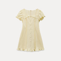 Lemon Meringue Soft Glow Vintage Puff Sleeve Mini Dress