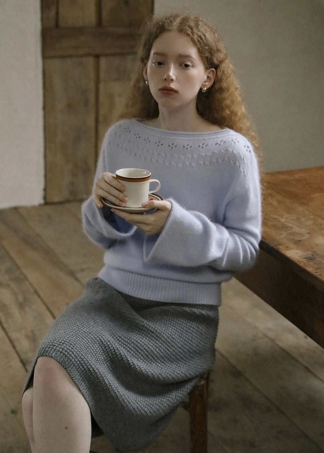 Soft Reverie Eyelet Knit Sweater(2COLOR)