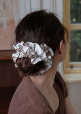 Vintage Ivory Bloom Floral Scrunchie