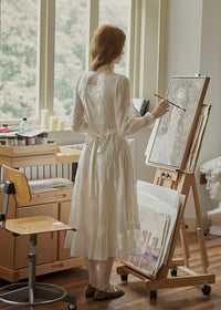 Blanche Embroidered Vintage Lace Maxi Dress