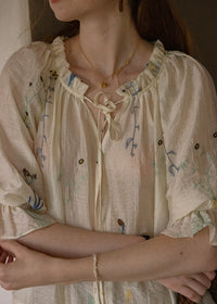 Muse Garden Blouse | Vintage Sheer Embroidered Ruffle Shirt