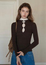 Lace Whisper Slim Knit Top(3COLOR)