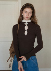 Lace Whisper Slim Knit Top(3COLOR)