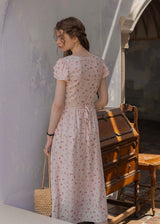 Pink Floral Flutter Sleeve Dress