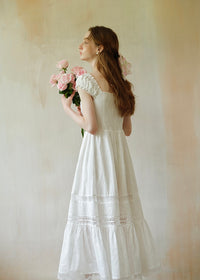 Élise Broderie White Dress | Romantic Lace Cotton Maxi Dress