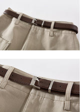 Beige Belted Cargo Pocket Mini Skirt