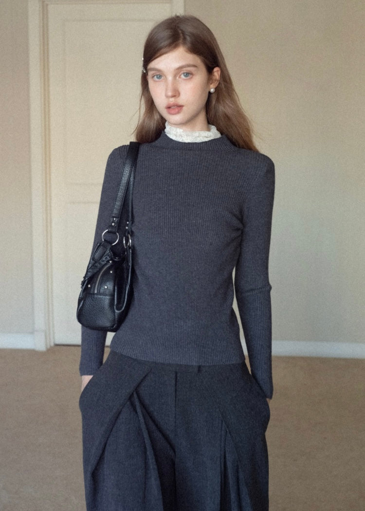 Lace Whisper Slim Knit Top(3COLOR)