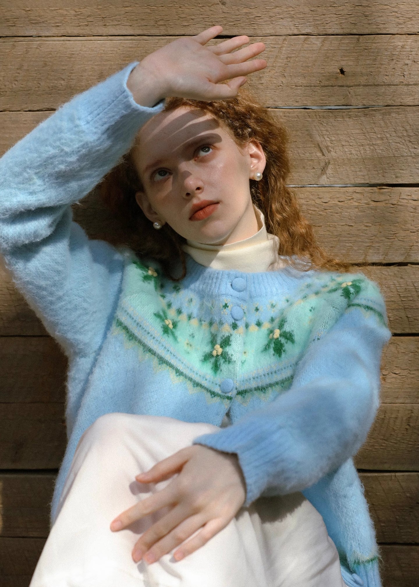 Frosty Orchard Fair Isle Vintage Knit Cardigan(2COLOR)