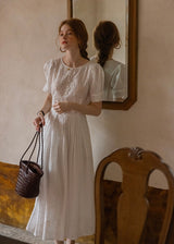 Alba Eyelet Cotton Dress | Romantic White Embroidered Summer dress