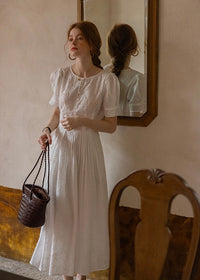 Alba Eyelet Cotton Dress | Romantic White Embroidered Summer dress