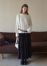 Snowfield Soft Ivory Cable Knit Sweater