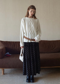 Snowfield Soft Ivory Cable Knit Sweater