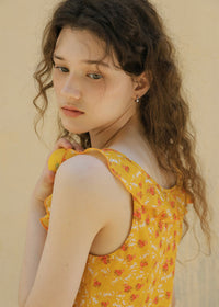 Golden Meadow Floral Ribbon Mini Dress