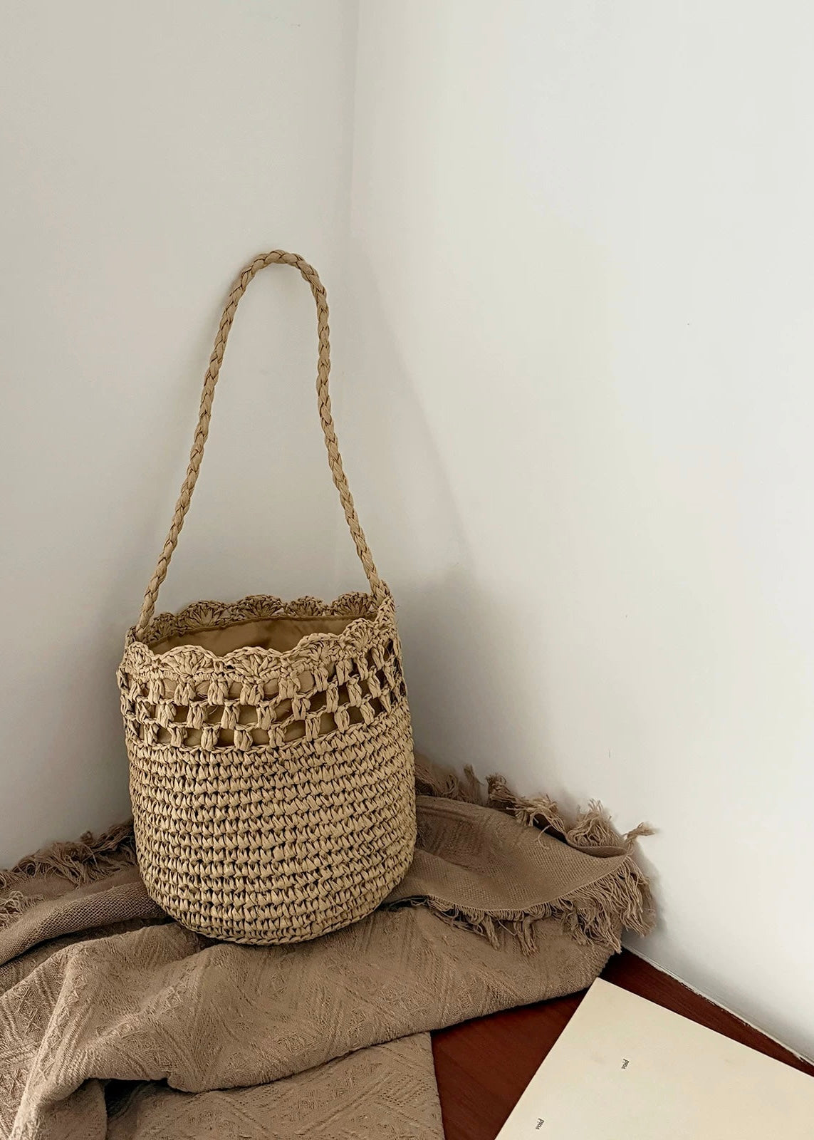 Soleil Summer Woven Straw Bucket Bag