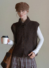 Brown Letter Vintage Knit Vest